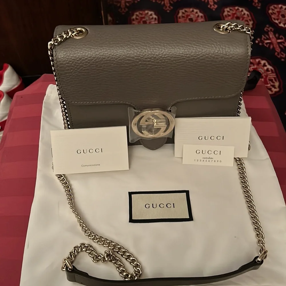 NWT Interlocking GUCCI GREY BAG - Picture 8 of 9